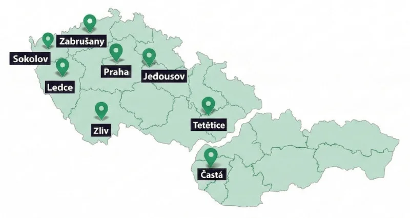 Mapa poboček Ploty Dobrý v ČR a na Slovensku